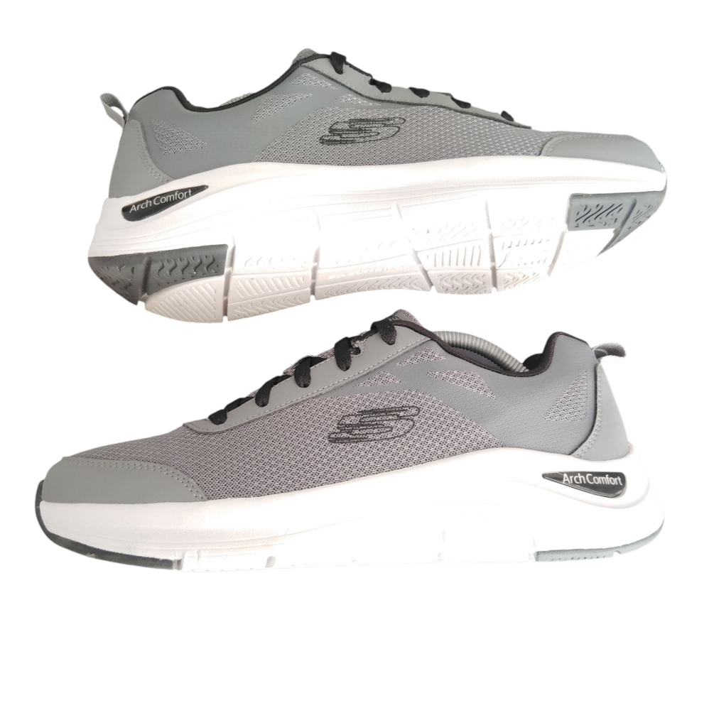 Skechers Men's Arch Comfort Gray and Black Sneakers Sz 10 - Picture 3 of 10